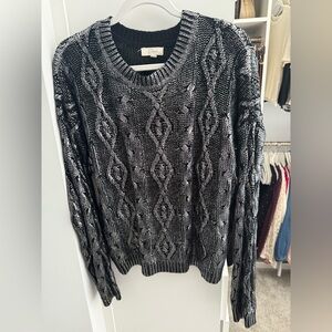 Elan Black and Silver Cable Knit Sweater